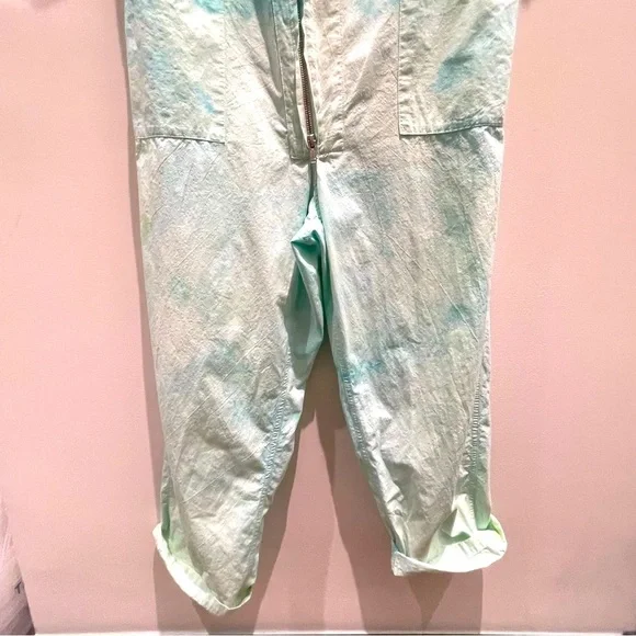 Tie-dye Blue & Green Retro Cargo Jumpsuit 100% Cotton Size XXS - Picture 13 of 14